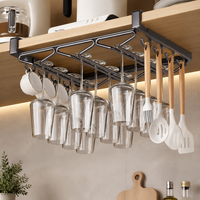 Kitchen Rack Under-Cabinet Storage Rack Gunmetal Gray Tool-Free Under-Hanging Cabinet Stainless Steel