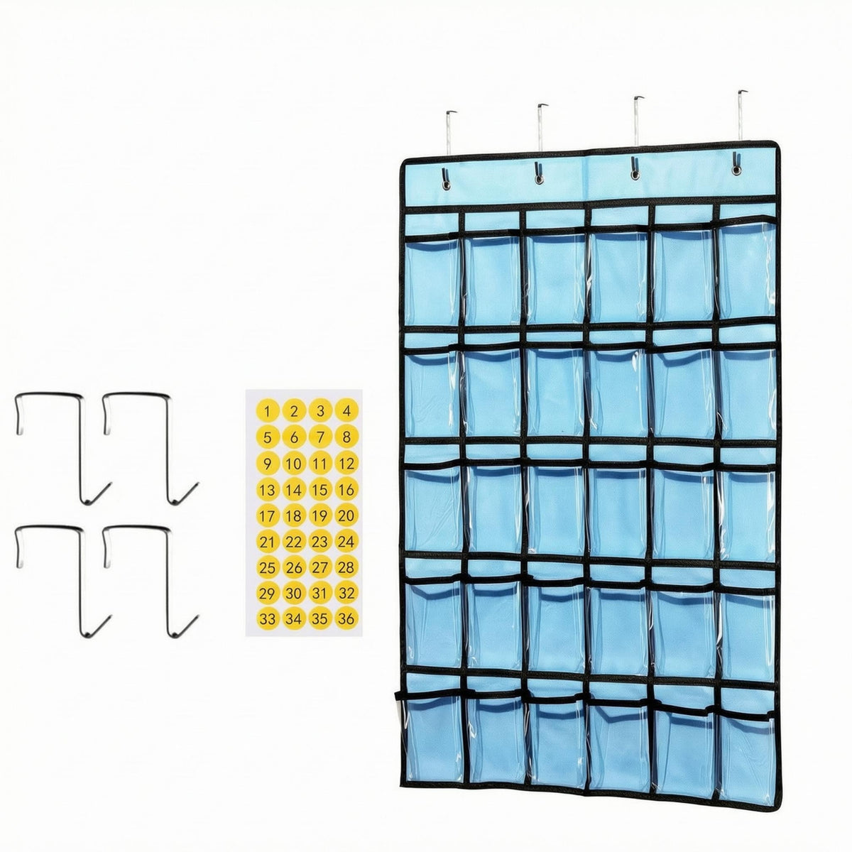 Transparent Pockets Hanging Classroom Pocket Chart Nonwoven Textile Classroom Pocket Chart PVC School Organizer Reinforced Eyelets for Teachers