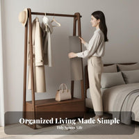 Floor-Standing Nightstand with Clothes Tree complimentarystanding Bedroom Furniture comprehensive Design Household Storage Space-Saving for Students, Apartment Dwellers, Families, Dorm Room, Entryway, Hallway, Office