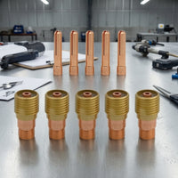 10 Pieces Torch Consumables Kit Standard Collets Cylindrical Collet Bodies for Welders