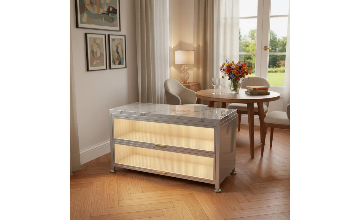 Heat Resistant Kitchen Storage Cabinet with Sliding Doors Adjustable Shelves Sliding Door Buffet Cabinet Large Capacity Floor Standing Microwave Stand Long-Lasting Construction for Small Kitchens