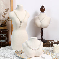 Necklace Display Bust Textured Necklace Drop Display Bust Textile Mannequin Jewelry Stand Neutral Linen Necklace Stand Elegant