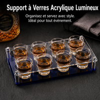Blue Acrylic Liquor Glass Rack, Holds 8 Glasses, Shot Glass Display Stand, Practical and Elegant Party Accessory