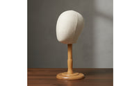 textileCovered Mannequin Head with Wooden Stand Freestanding Mannequin Head Stand Stable Sturdy for Stylists, Retail Counters