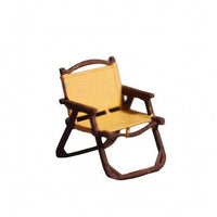 1:64 Scale Miniature Camping Chair Yellow Miniature Folding Chair Brown Frame Folding Seat Model Armrests for Scene Decoration