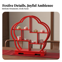 Chinese Design Dessert Stand Elegant Design Plum Blossom Shaped Pastry Shelf Engagement Party Food Display for Engaged Couples, Tea Parties, Weddings