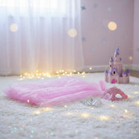 Ice Crystal Print Transparent Mantle Floor-Length Train Princess Cape Glittering Design Lightweight for Children, Themed Parties