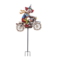 Clown Motorcycle Stake Easy Installation Clown Riding Motorcycle Weatherproof Metal Garden Stake