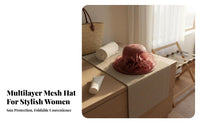 Gauze Ruffle Hat Sun Protection Gauze Sun Hat Foldable Women's Headwear for Beach, Travel, Weddings