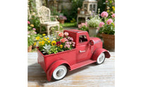 Uncovered Bed Vintage Pickup Planter Red Painted Truck-Shaped Planter for Display
