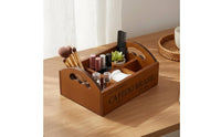 6 Slot Storage Box Farmhouse Wooden Storage Holder Distressed Finish Wood Desk Organizer for Vanity