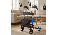 Upright Ambulatory Device Adjustable Height Forearm Wheeled Support Seat with Bag Four-Wheeled Shopping Cart for Elderly