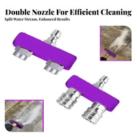 Stainless Steel Double Nozzle Pressure Washer Tip 2-in-1 Water Nozzle for Car Washing