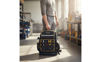 Multiple Pockets Heavy Duty Tool Backpack Laptop Compartment Tool Organizer Backpack USB Charging Port Breathable Padded Back for Mechanics