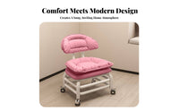 360-Degree Rotation Upholstered Low Chair with Casters Fluffy-Like Comfort Low Roller Seat Padded Cushion Rolling Stool Easy to Clean for Homemakers, Homeowners, Living Room, Bedroom, Playroom, Study