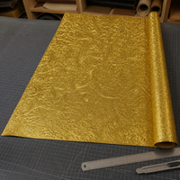 Metallic Embossed Phoenix Tail Pattern Faux Leather Fabric for Stage Decor & Crafts