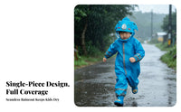 Lightweight Children's Hooded Rain Jumpsuit Easy to Clean Kids Single-Piece Rain Suit Transparent Hood Brim for Girls, Toddlers, Camping