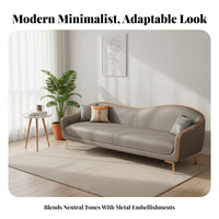 Compact Size 2-Seater Couch Modern Design Curved Back Settee Easy to Clean Loveseat High-Density Foam Cushion for Apartment Dwellers, Business Owners, Homeowners, Small Areas, Bedroom, Pale Ice, Reception Area
