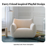 360-Degree rotate Rotating Club Seat Cartoon-Inspired Design Upholstered Barrel Chair Sherpa Upholstery Single Sofa Rounded Shape for Homeowners, Young Adults, Bedroom, study corner