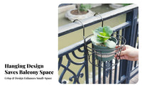 Railing Pot Rack Rustresistant Circular Railing Basket no-tools-required Assembly for Porch