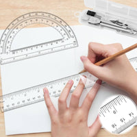 Geometry Tool Kit Complete Drawing Tool Kit Transparent Stationery for Students, Classroom