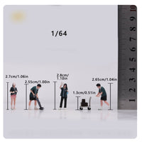 4 Pieces Miniature Convenience Store 3D Scene Printed 1:64 Scale Figures Hand-Painted Resin Figures with Rolling Cart for Model Collectors