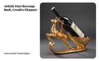 European Design Deer Wine Bottle Holder Decorative Deer Sculpture Wine Stand Elegant Design Creature Figurine Bottle Holder Conversation Starter for Gift Givers, Collectors, Homeowners