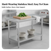 Easy to Clean Commercial Food Prep Table Heavy Duty Stainless Steel Work Table Rust-Resistant Stainless Steel Workbench High Load Capacity for Restaurant Employees, Home Cooks, Homeowners, Warehouse, Garage, Workshop, Laundry Room