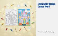 Wooden Canvas Doodle Board, Cartoon Coloring DIY Kit, Thin Art Board, Portable, Creative Activity