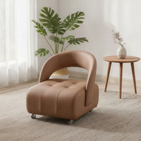 Rolling Vanity Chair Tufted Seat Compact for Entryway
