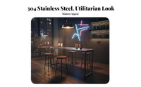 Urban design Long Wall-Side High Table with Stools long-lasting Metal Frame Narrow Counter Height Table with Stools Space-Saving Design Commercial Furnishing Modern Look for Cafe Owners, Homeowners, Entertainers, boba Tea Shop, Bar, Small Spaces, Kitchen