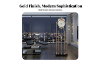 Luxury Shell Inlay Clock Quiet Mechanism Modern Pendulum Standing Clock Marble Foundation Home Decoration for Villa Owners, Living Room, Hotel Lobby