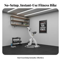 Installation-No-Assembly Foldable Exercise Bike Quiet Operation Folding Stationary Bike 8-Level Adjustable Resistance Foldable Indoor Cycle Wide Padded Saddle for Beginners, Women, Apartment Living, Office