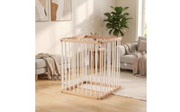 4 Panels Quadrilateral Pet Enclosure Open-Bar Wooden Playpen Fashionable Pet Enclosure for Young Dogs, Pets, Living Room, Balcony, Hallway