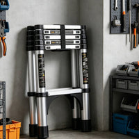 Foldable Self-Supporting Ladder Telescoping Ladder Aluminum Telescopic Ladder Portable Space-Saving for Homeowners, DIYers, Garage