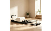Foldable Pilates Reformer Padded Pilates Reformer Exercise Equipment Full-Metal Comfortable for Fitness Enthusiasts, Home Gym