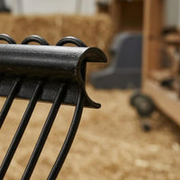 Black Metal Head Manure Fork Slatted Tines Grass Fork Angled Frame Pitchfork with Handle Heavy Duty