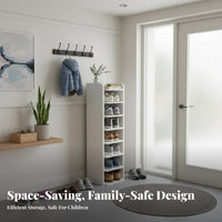 Narrow Shoe Rack Space-Saving Entryway Shoe Stand Simple Design Household Storage for Families, Apartment Dwellers, Small Areas, Hallway, Closet
