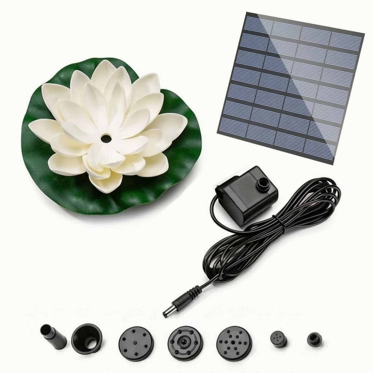 Floating Solar Fountain Outdoor Water Feature Interchangeable for Pond, Pool