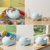 Ceramic Hamster Hideout and Hamster Sand Bath, 12cm Hamster Sand Bath for Small Pets, Sturdy Hamster Hide with Stable Legs for Easy Cleaning