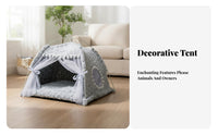 Pet Tent House Semi-Enclosed Design Cover Pet Bed All-Season Use Snug for Felines, Young Dogs, Home, Bedroom, Portable