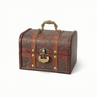 Wooden Chest with Curved Lid Rustic Wooden Storage Chest with Handle Jewelry Organizer with Lock Portable Retro for Desks