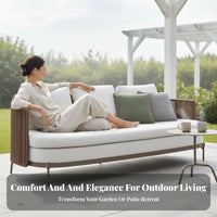 Weather-Resistant 4-Piece Conversation Set Woven Design Outdoor Furniture long-lasting Garden Seating Comfortable pads for Families, Homeowners, Adults, Patio, Balcony, rearyard, Courtyard