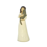 Artisanal Girl Figurine Carved Resin Figurine Delicate Sculpture with Dress Exquisite for Collectors, Animal Lovers