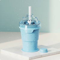 Foldable Ice Sphere Cup Portable Drinkware Straw Hole for Party