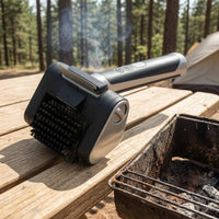 Built-in Light Electric Grill Brush Cylindrical Motorized Bbq Brush Rechargeable Outdoor Cleaning Tool Metal Housing for Barbecue Grates