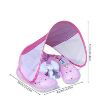 Inflatable Baby Pool Flotation Device with Canopy Sun Protection Baby Swim Flotation Device with Canopy Detachable Adjustable for Children, Beach