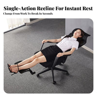 Ergonomic Recliner with Footrest 160-Degree Recline Reclining Task Chair with Leg Rest Highspine Pivoting Seat for Managers, Resting, Working