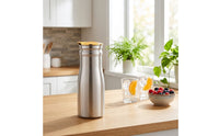 Tapered Water Jug with Lid Sleek Metal Pitcher with Lid Space-Saving Stainless Steel Carafe Long-Lasting for Dining Table, Restaurant, Hotel