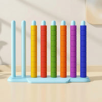 Hand-Eye Coordination Color Sorting Stacking Game Tabletop Stacking Game with Rings Brain Teaser Sorting Toy with Cards Reasoning for Playroom, Classroom, Homeschool